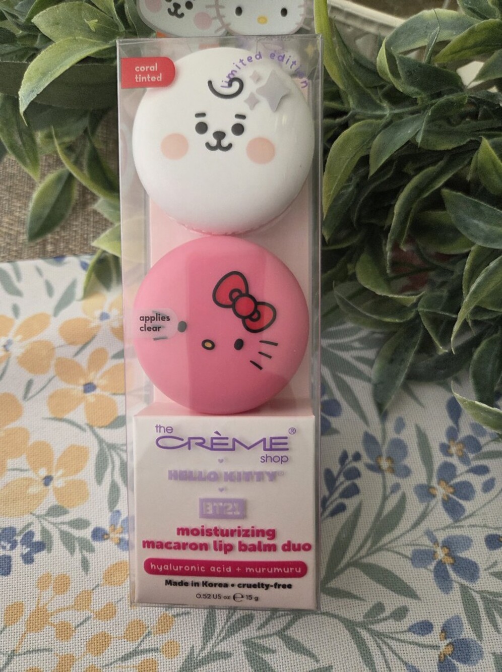 x Hello Kitty BT21 Moisturizing Macaron Lip Balm Duo - Pink & White